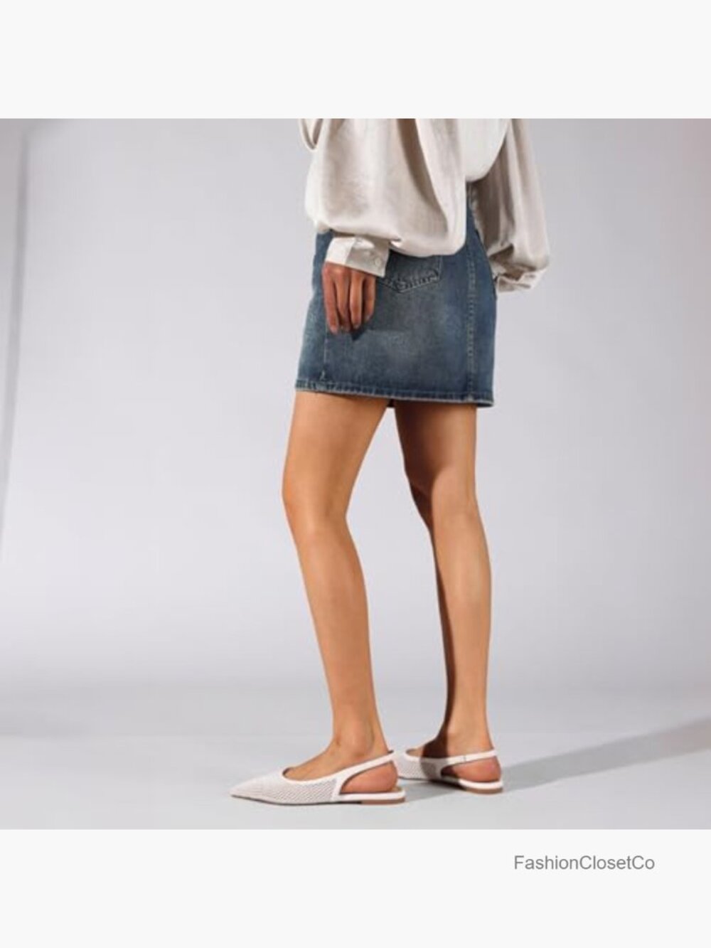 Slingback Flats for Women Pointed Toe Mesh Breathable Party Shoes Elegant - Picture 3 of 6